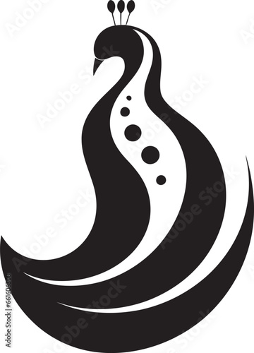 Peacock Majesty Black Vector Icon Feathered Intrigue Peacock Logo in Black