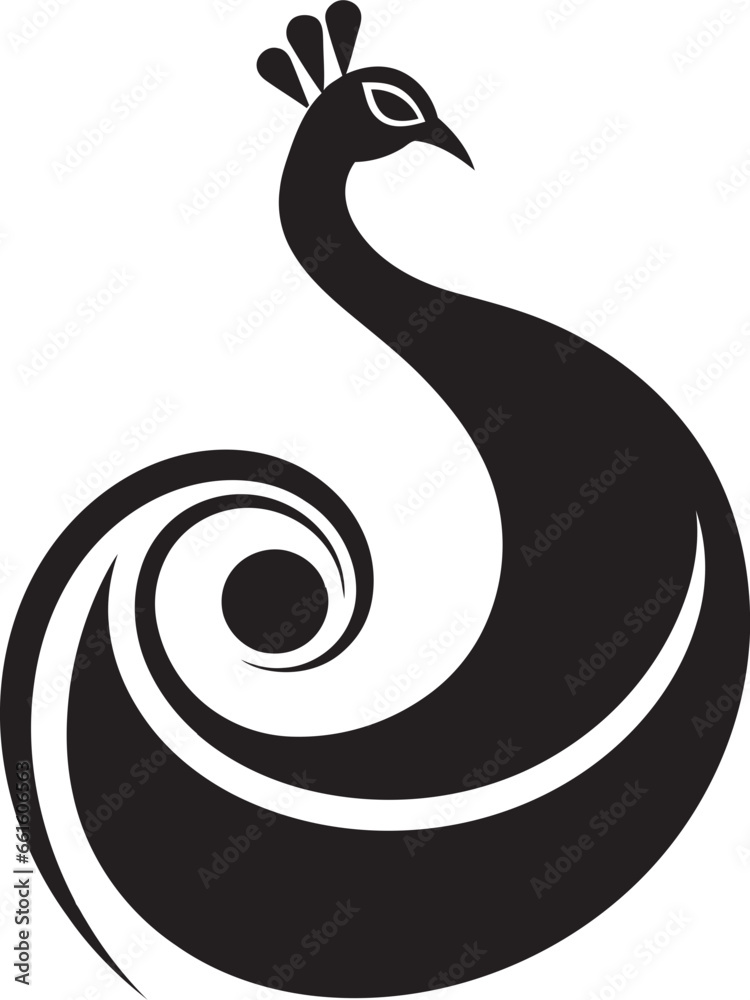Fototapeta premium Elegant Legacy Vector Logo Icon Sapphire Intrigue Unleashed Black Peacock Symbol
