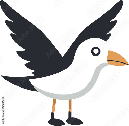 Mysterious Soarer Black Seagull Design Profile Elegant Reverie Seagull Symbol in Onyx