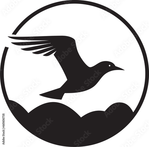 Silent Intrigue Black Seagull Emblem in Vector Regal Flight Unveiled Seagull Logo Icon