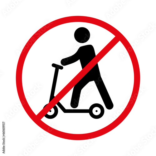 The ban on riding scooters. An icon prohibiting scooter riding in this area. EPS10