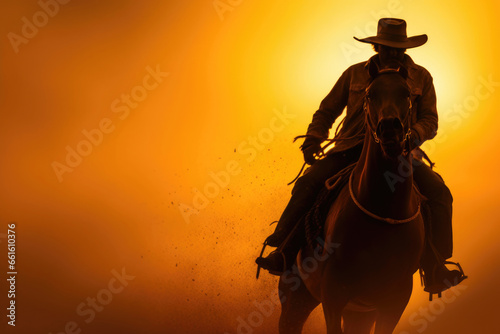 Golden Hour Cowboy  Solitary Horseback Journey