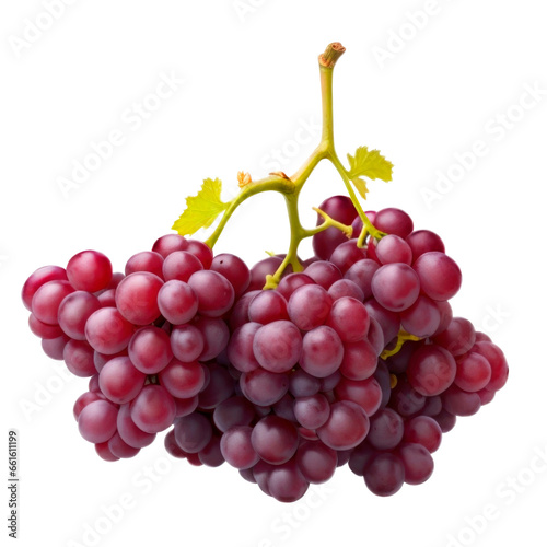 Bunch of Red grape isolated on transparent background. AI Generative