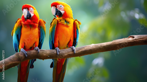 Vibrant Parrots in Tropical Paradise © Andrii 