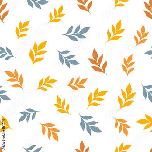 Seamless pattern with different leaves