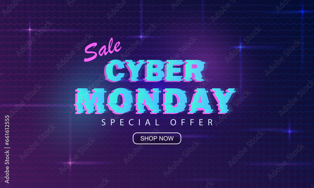 Cyber Monday ad 80s banner with shop button, 3d glossy balloons and neon text 50% off sale. Promo luminous Synthwave background, retro futuristic wallpaper with discount info for online shopping Cyber Monday ad 80s banner with shop button, 3d glossy balloons and neon text 50% off sale. Promo luminous Synthwave background, retro futuristic wallpaper with discount info for online shopping