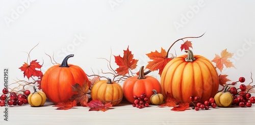pumpkins and leaves on transparent background, Pumpkin for thanksgiving day, Pumpkins isolated into white background, Pumpkins illustration