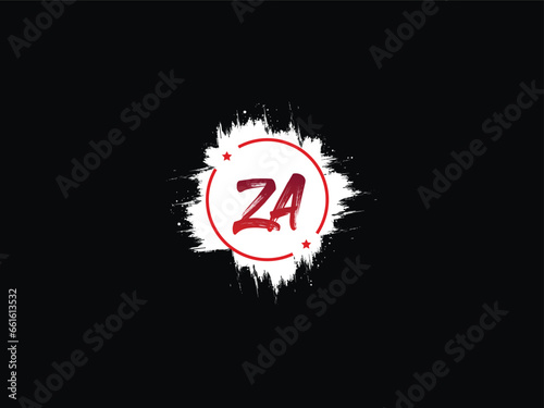 Minimalist ZA az Brush Letter, Monogram ZA Vector Circle Logo Design photo