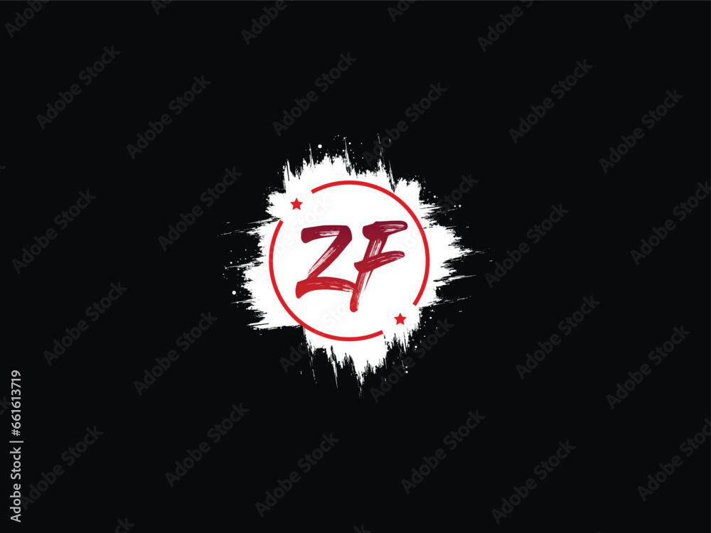 Minimalist ZF fz Brush Letter, Monogram ZF Vector Circle Logo Design ...