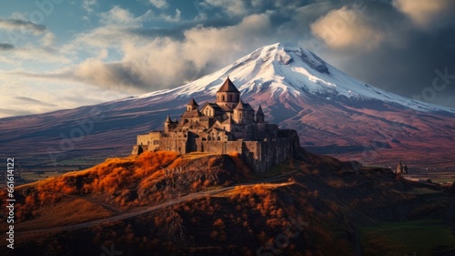 Historic Ararat: Khor Virap Armenian Church Surrounded by Landscapes photo