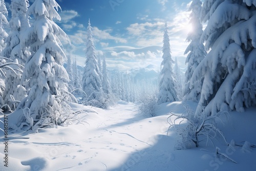 snow covered trees, Generative AI © Nino64