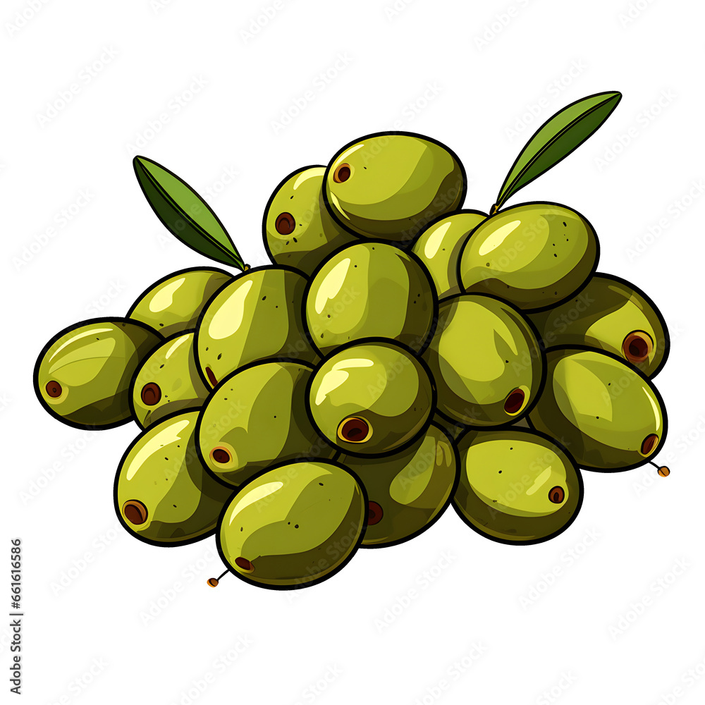 Φωτογραφία cartoon clipart of Olives, food clipart, transparent background, isolated on tra