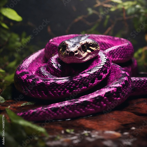 Close-up of curled pink anaconda. Generative Ai