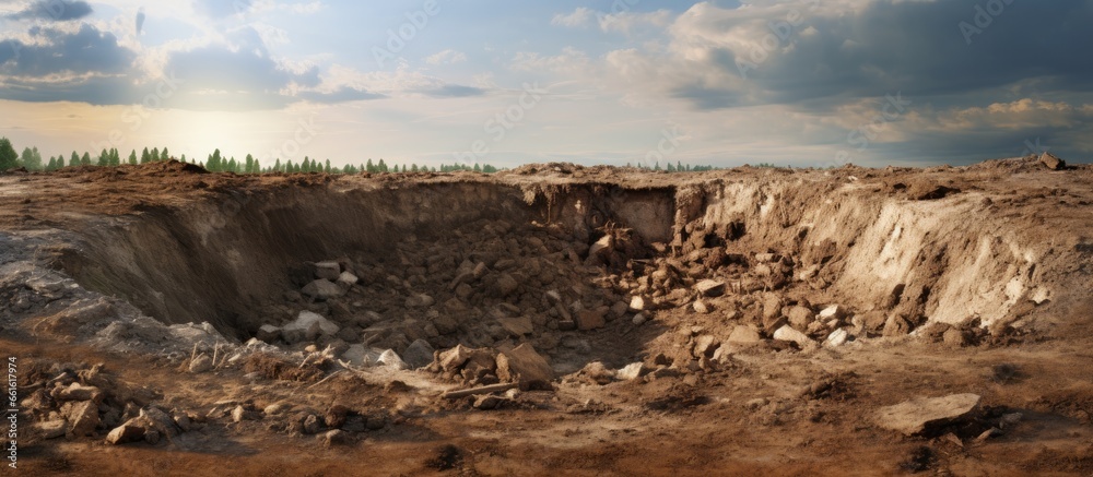 War zone destroyed explosive pit