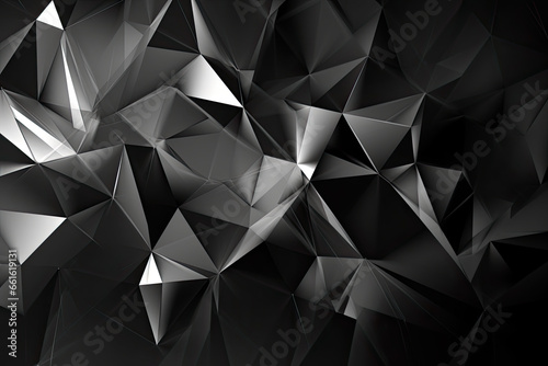 Black and white geometric shape background, 3D, light, glow, shadow, gradient, modern, futuristic, triangle design wallpaper, backdrop