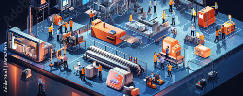 Revolutionizing Industry: An Isometric Illustration of Automation and Industry 4.0 © Bartek