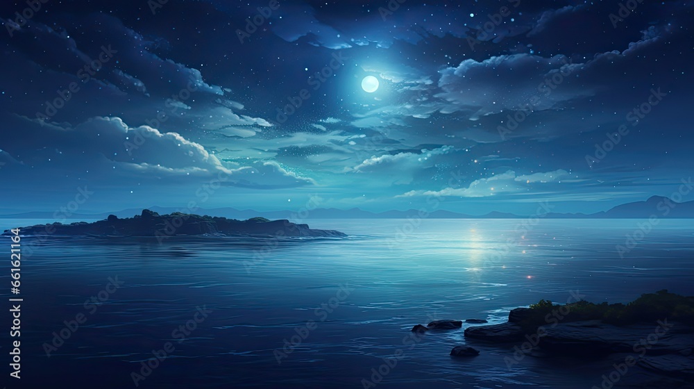 Night sky and sea - generative ai