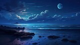 Night sky and sea - generative ai