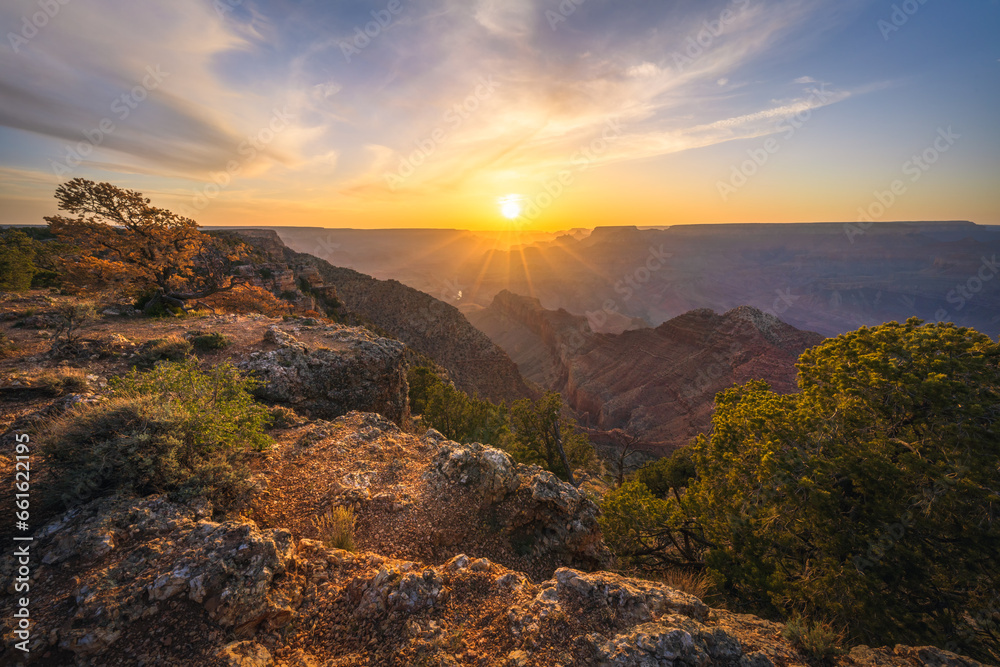 sunset at the lipan point in the grand canyon national park, arizona, usa