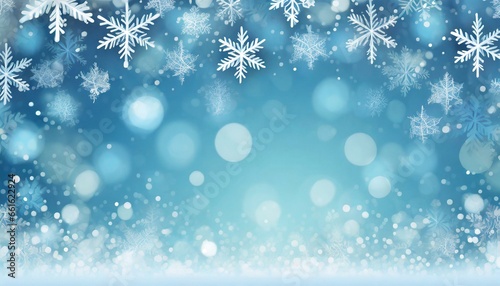 Winter year with snowflakes with place for text. Banner, screensaver and greeting card, boke