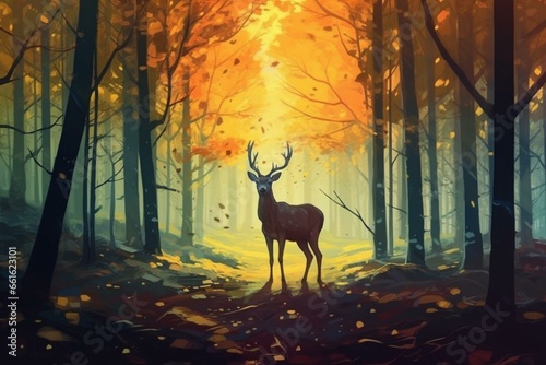 deer in woods. Generative AI