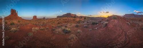 panorama of sunset over the monument valley, arizona, usa