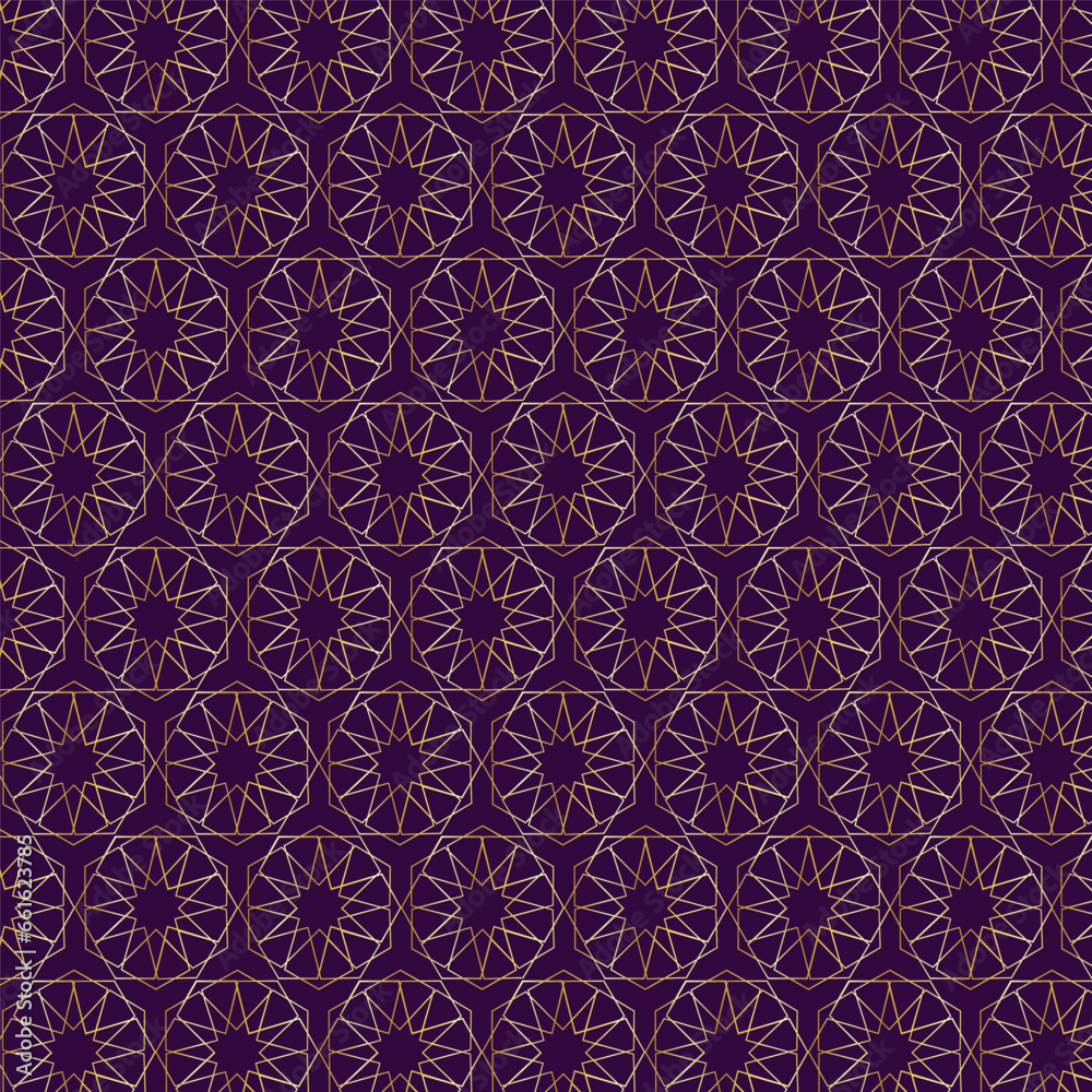 Arabic pattern seamless background. Geometric muslim ornament backdrop. yellow on blue. vector illustration of islamic texture Arabic pattern seamless background. Geometric muslim ornament backdrop. yellow on blue. vector illustration of islamic texture