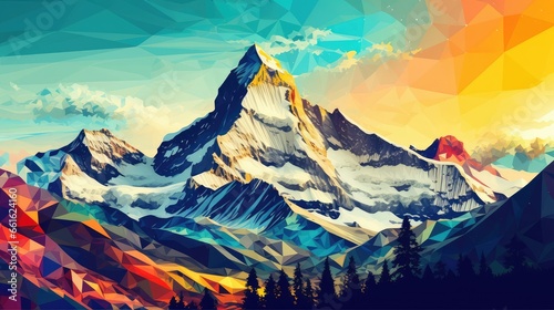 popart mountains painting - generative ai