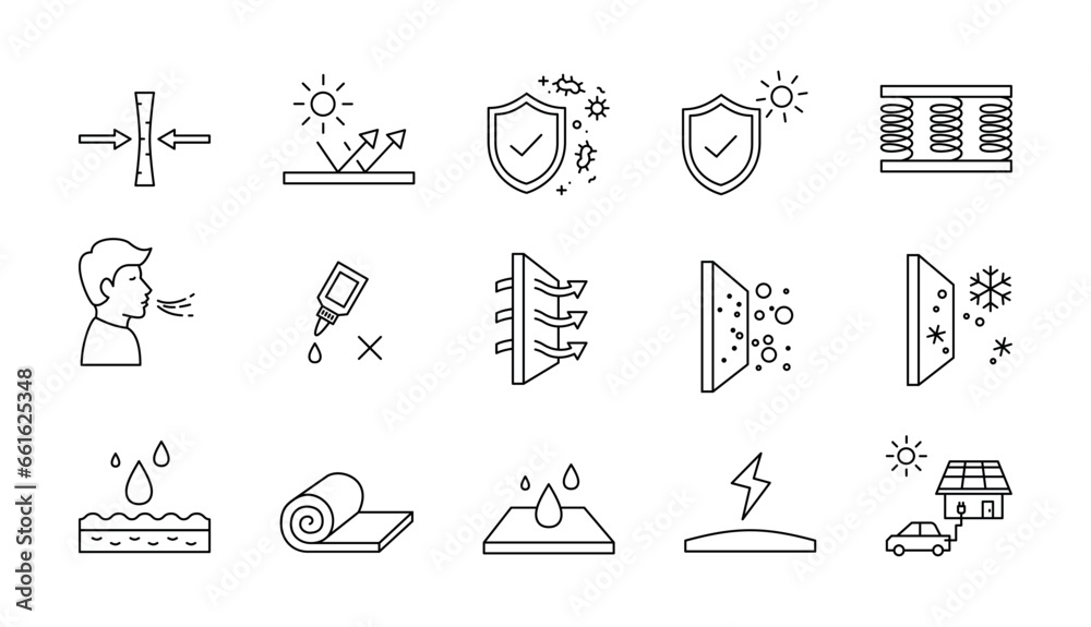 set of icons fabric properties - obrazy, fototapety, plakaty 