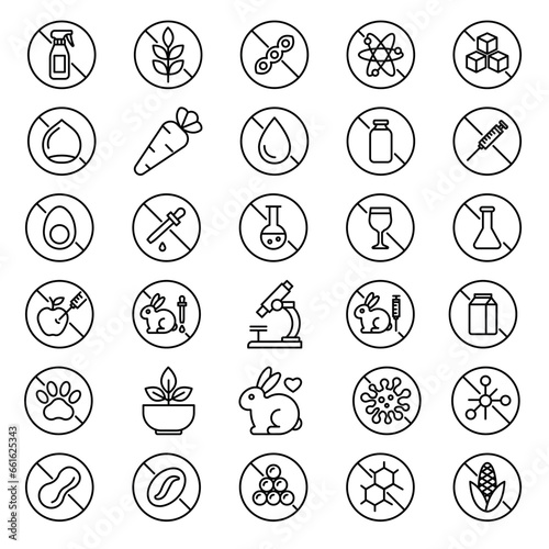 no ingredients icons set