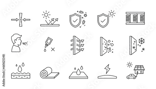 set of icons fabric properties