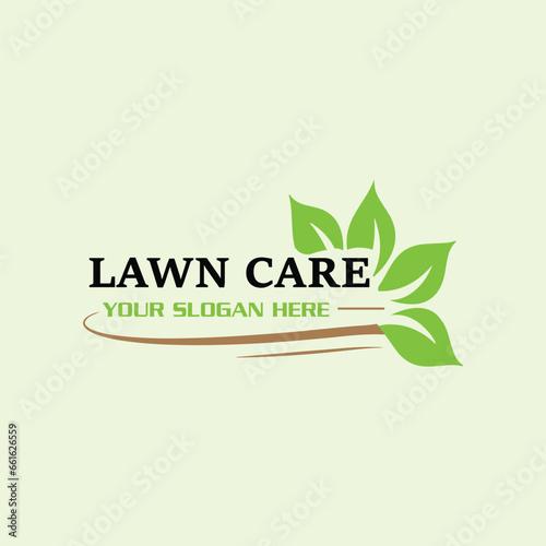lawn care and green landscape logo design vector