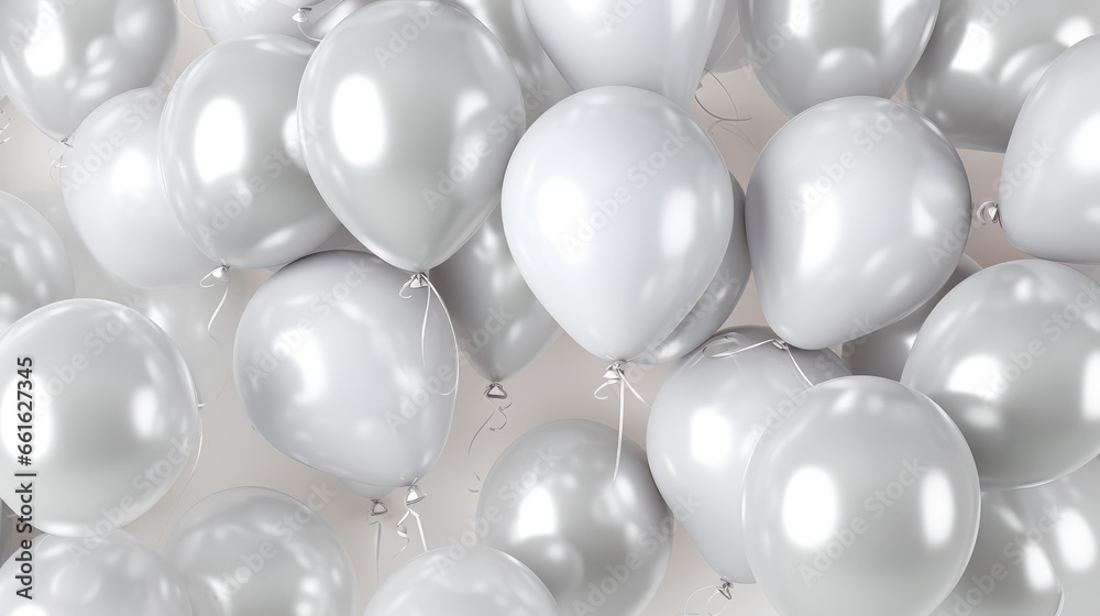 Silver balloons background - generative ai Silver balloons background - generative ai