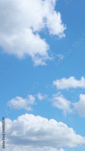 Blue sky with clouds and sun. 4K Time lapse, Sky with clouds.