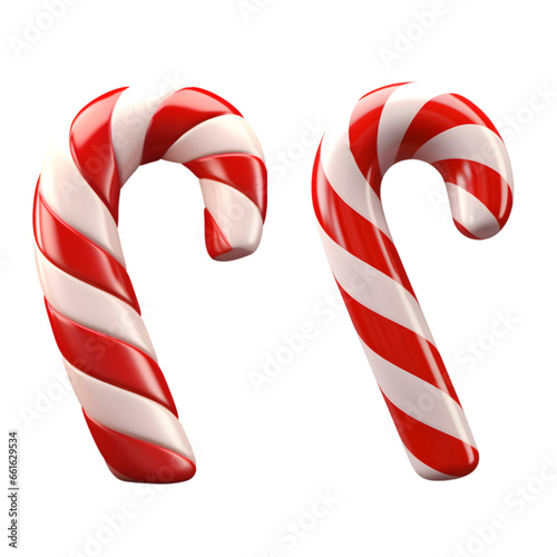 This Christmas enjoy a realistic 3D cute candy cane Merry Christmas and Happy New Year isolated on transparent background - Generative AI photo