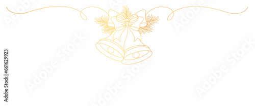 christmas bells golden line art style. christmas elements	