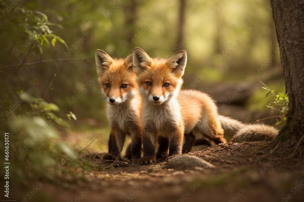 Fox Cubs by the Cave Fox Cubs by the Cave