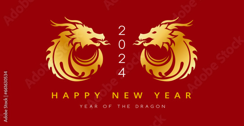 Chinese new year 2024 year of the dragon - Chinese zodiac symbol, Lunar new year concept, minimal background
