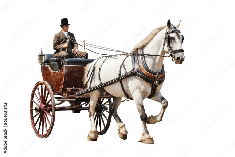 Horse Drawn Carriage Races on isolated background