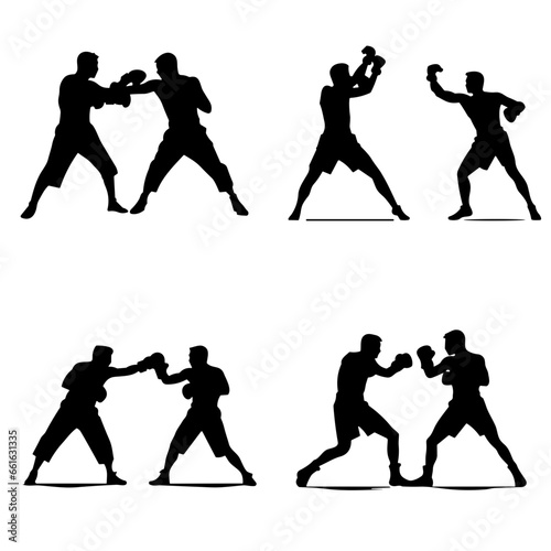 silhouettes of boxing 