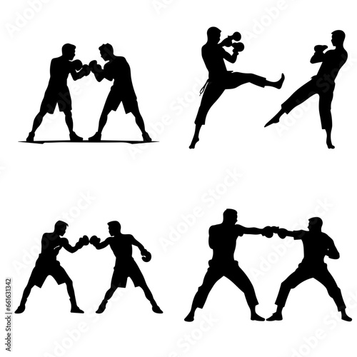 silhouettes of boxing 