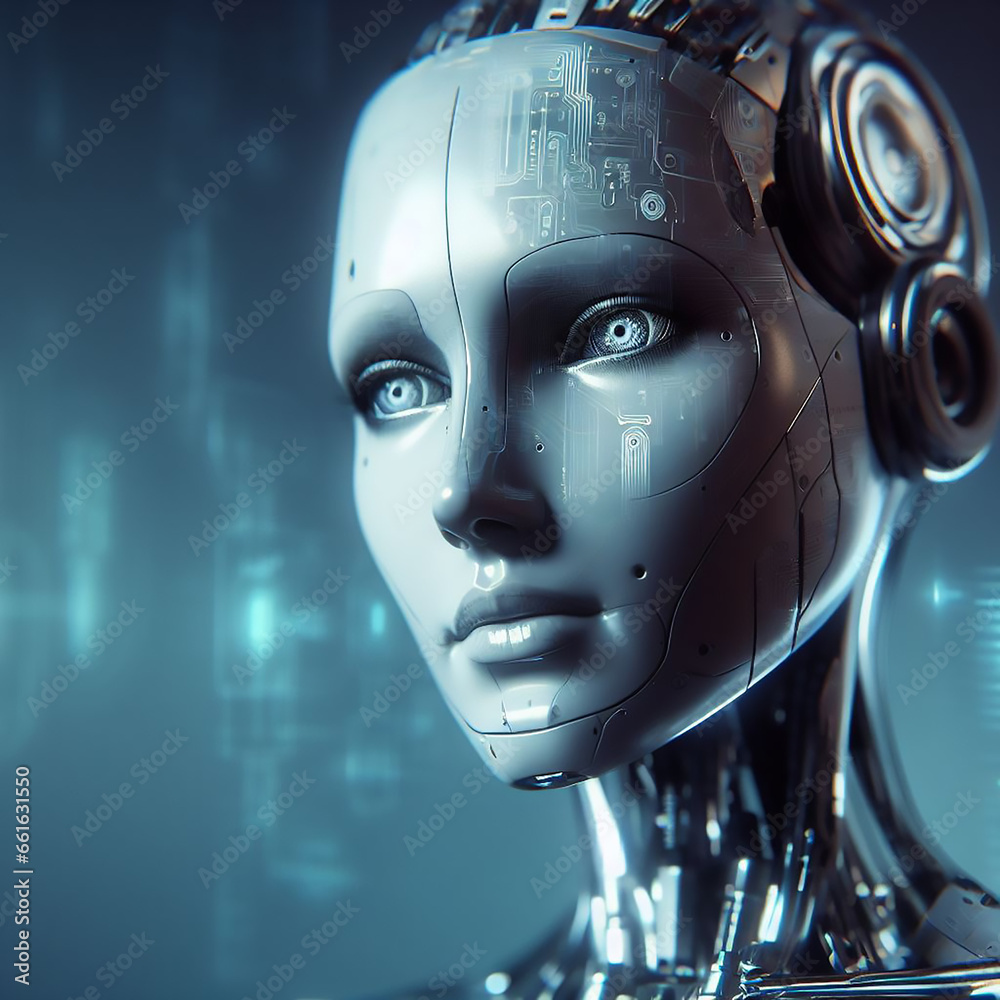 3D Rendering Artificial intelligence of woman female robot, humanoid robot. 3D Rendering Artificial intelligence of woman female robot, humanoid robot.