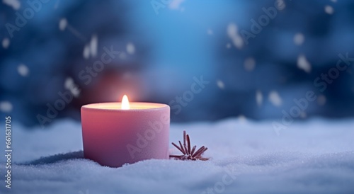 Chrismas background, Christmas background with white snowflakes, Christmas background with candle, Christmas banner, background, winter background © MH