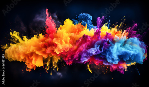 Explosion of colorful watercolor splashes. Design concept. AI generated