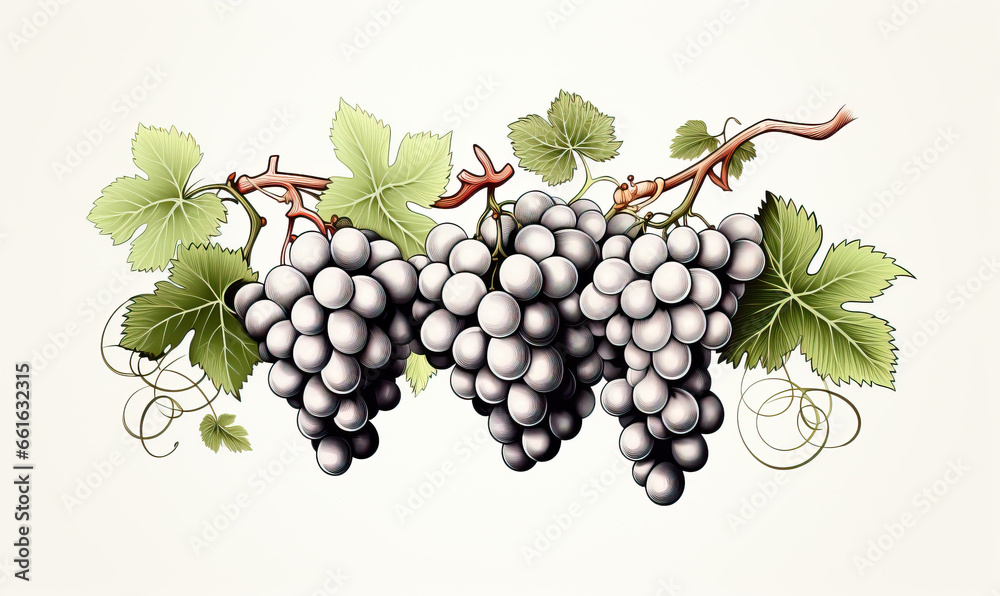 Fototapeta premium Branch of grapes on a white background.