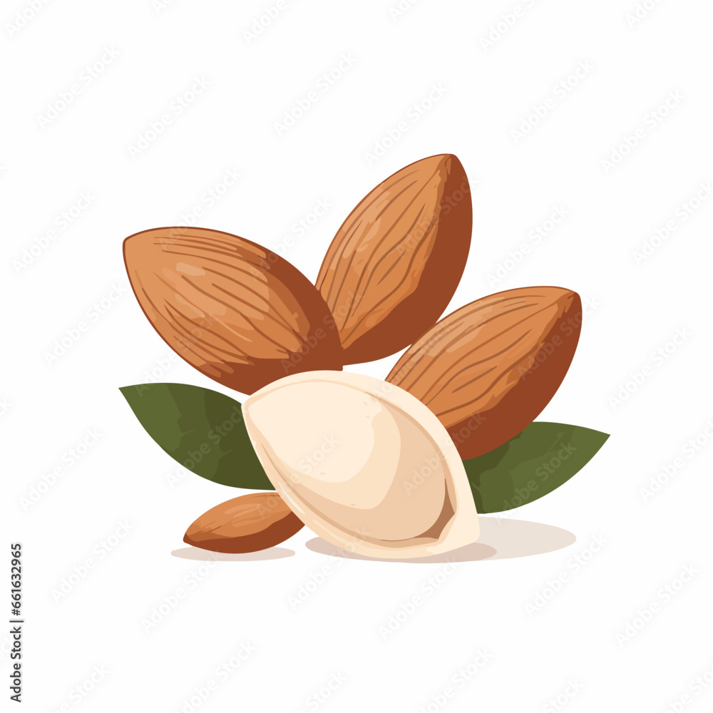 Almond in cartoon, doodle style. 2d vector illustration in logo, icon style. AI Generative