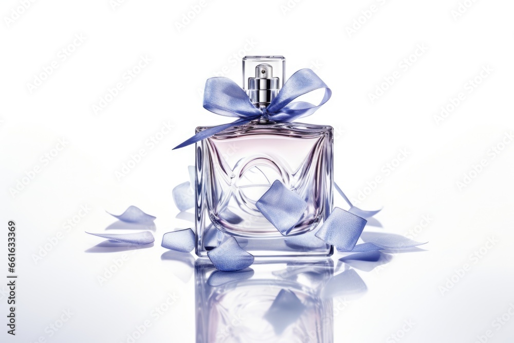 A transparent bottle of expensive women's perfume. Trendy concept of natural materials. Natural cosmetic A transparent bottle of expensive women's perfume. Trendy concept of natural materials. Natural cosmetic