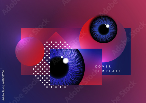 Creative background, pupil of the eye. Technologies. Vector