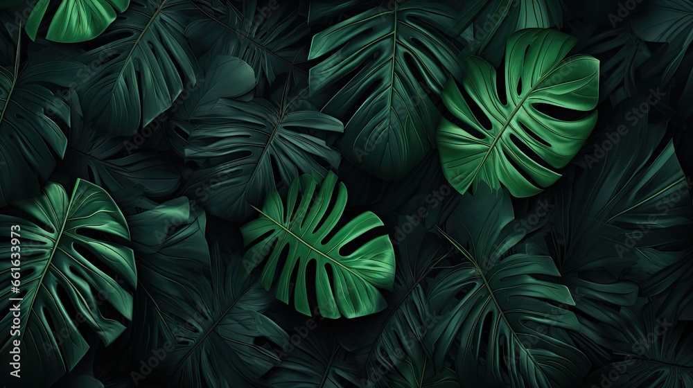 green tropical leaves background - generative ai