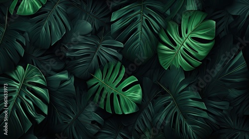 green tropical leaves background - generative ai